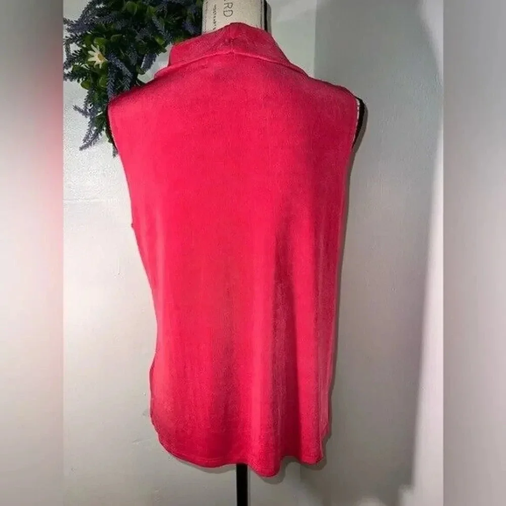 Vintage Chico’s, pink, sleeveless turtleneck, L micro ribbed stretch liquid knit